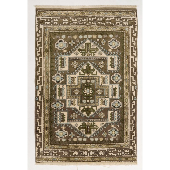 New Handmade Central Anatolian Wool Rug with Geometric Patterns