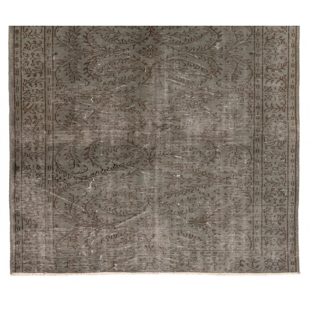 Gray Modern Handmade Turkish Rug, Vintage Wool Carpet for Bedroom, Living Room & Kitchen Decor