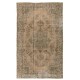 Vintage Distressed Handmade Turkish Oushak Wool Area Rug in Golden Sand