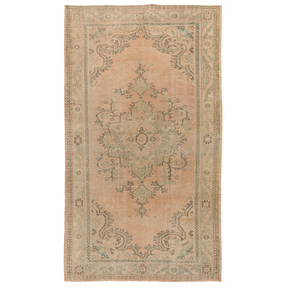 Vintage Handmade Oushak Area Rug in Faded Red