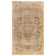Midcentury Hand-Knotted Anatolian Oushak Rug in Neutral Colors