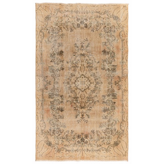 Midcentury Hand-Knotted Anatolian Oushak Rug in Neutral Colors