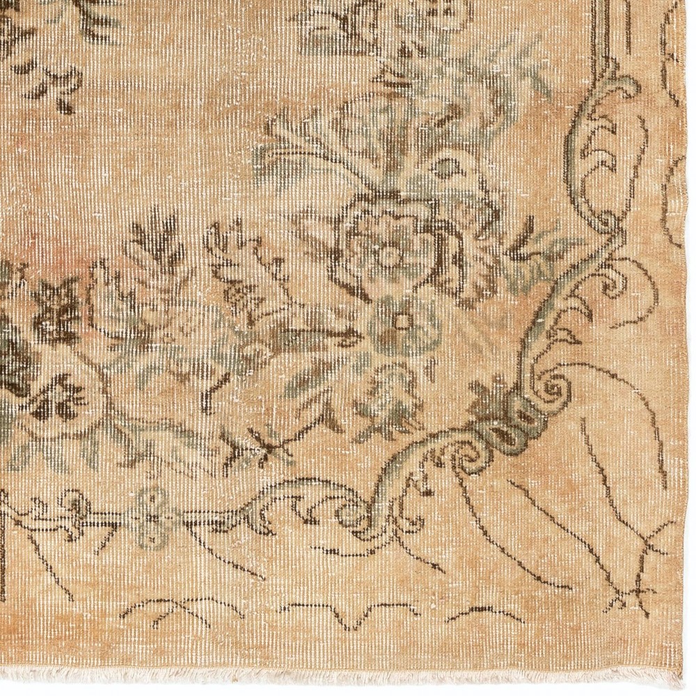 Midcentury Hand-Knotted Anatolian Oushak Rug in Neutral Colors
