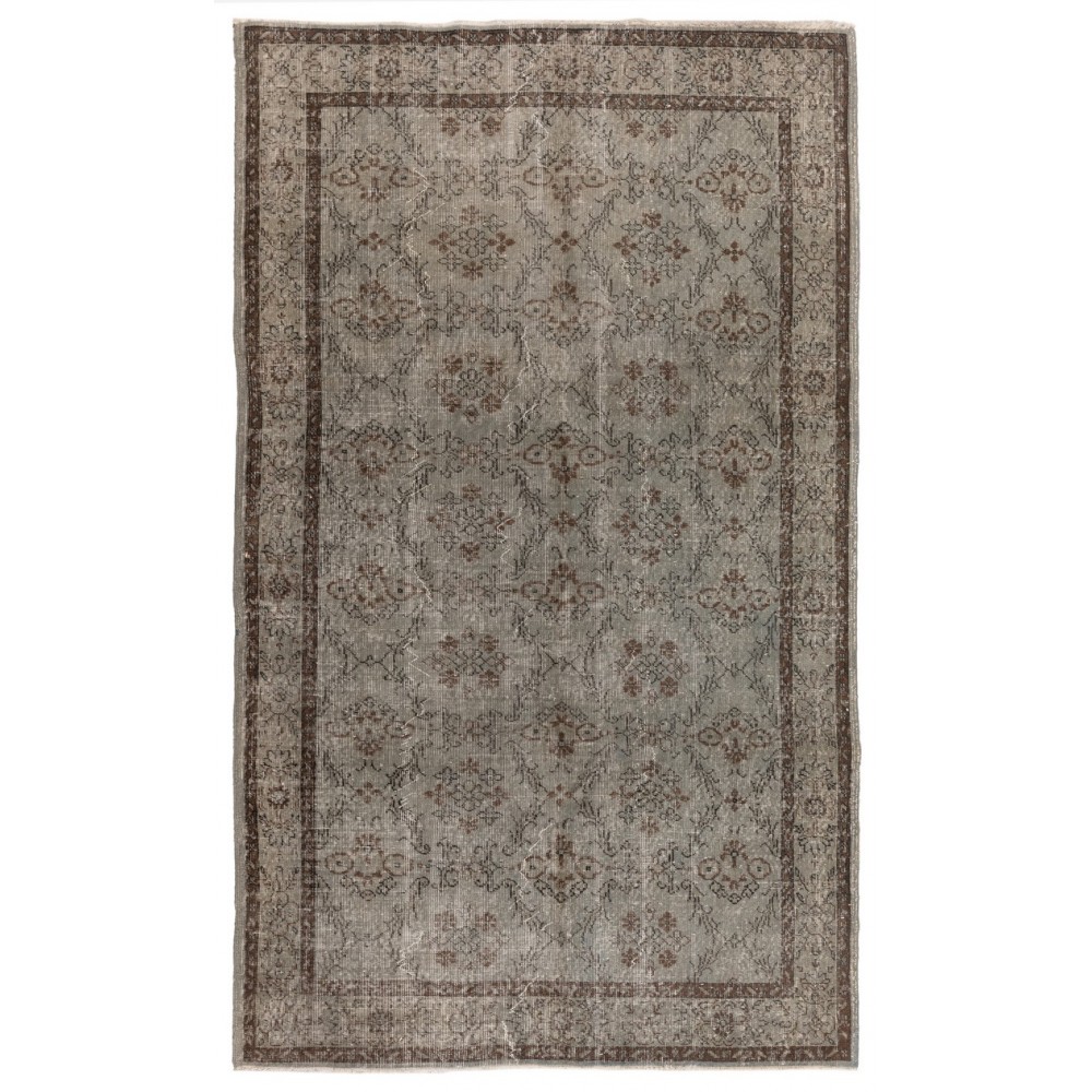 Handmade Upcycled Turkish Rug Over-Dyed in Gray for Modern Interiors