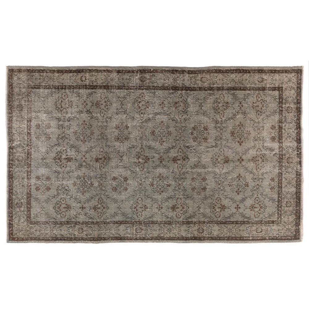 Handmade Upcycled Turkish Rug Over-Dyed in Gray for Modern Interiors
