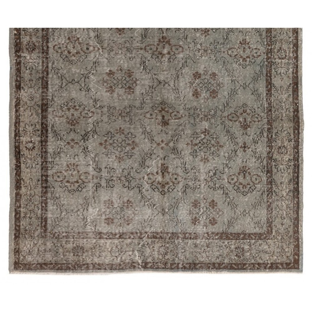 Handmade Upcycled Turkish Rug Over-Dyed in Gray for Modern Interiors
