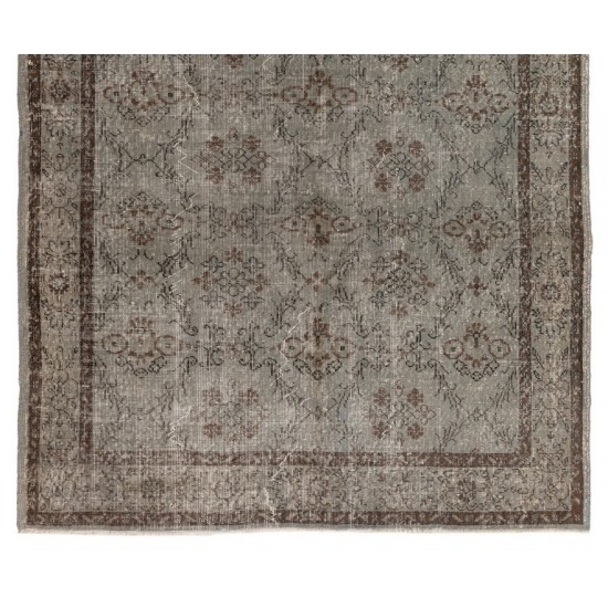 Handmade 1960s Turkish Rug Over-Dyed in Gray for Modern Interiors