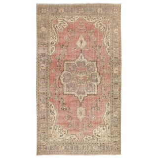 Hand-knotted Vintage Turkish Area Rug with Medallion Design