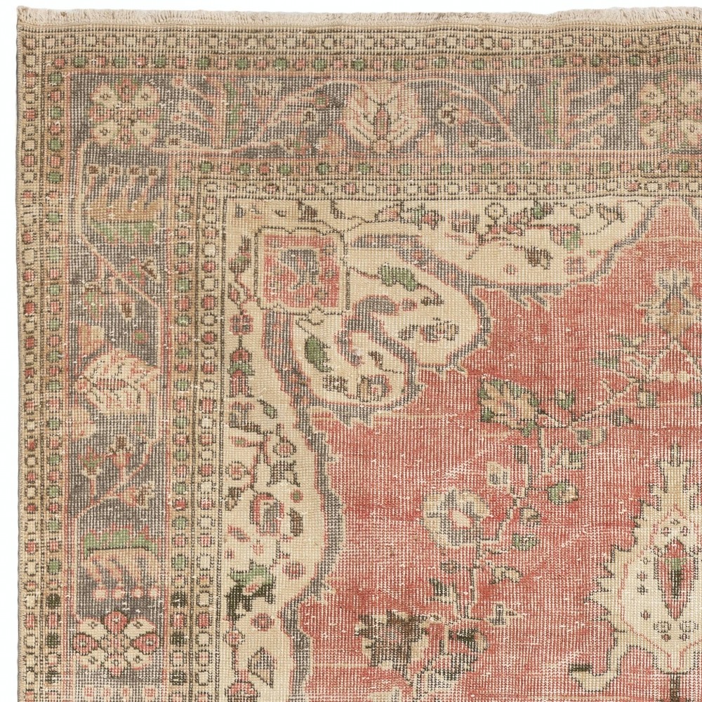 Hand-knotted Vintage Turkish Area Rug with Medallion Design