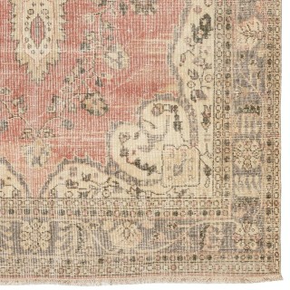 Hand-knotted Vintage Turkish Area Rug with Medallion Design