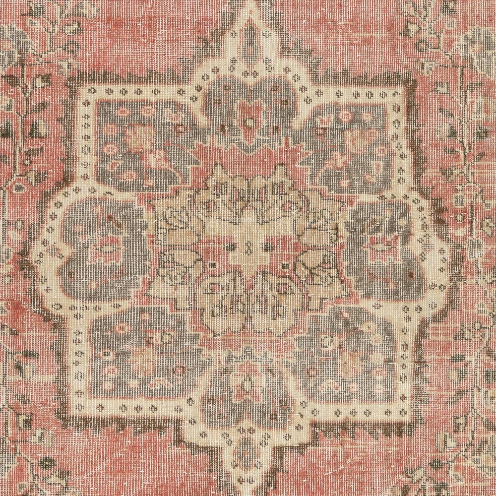 Hand-knotted Vintage Turkish Area Rug with Medallion Design