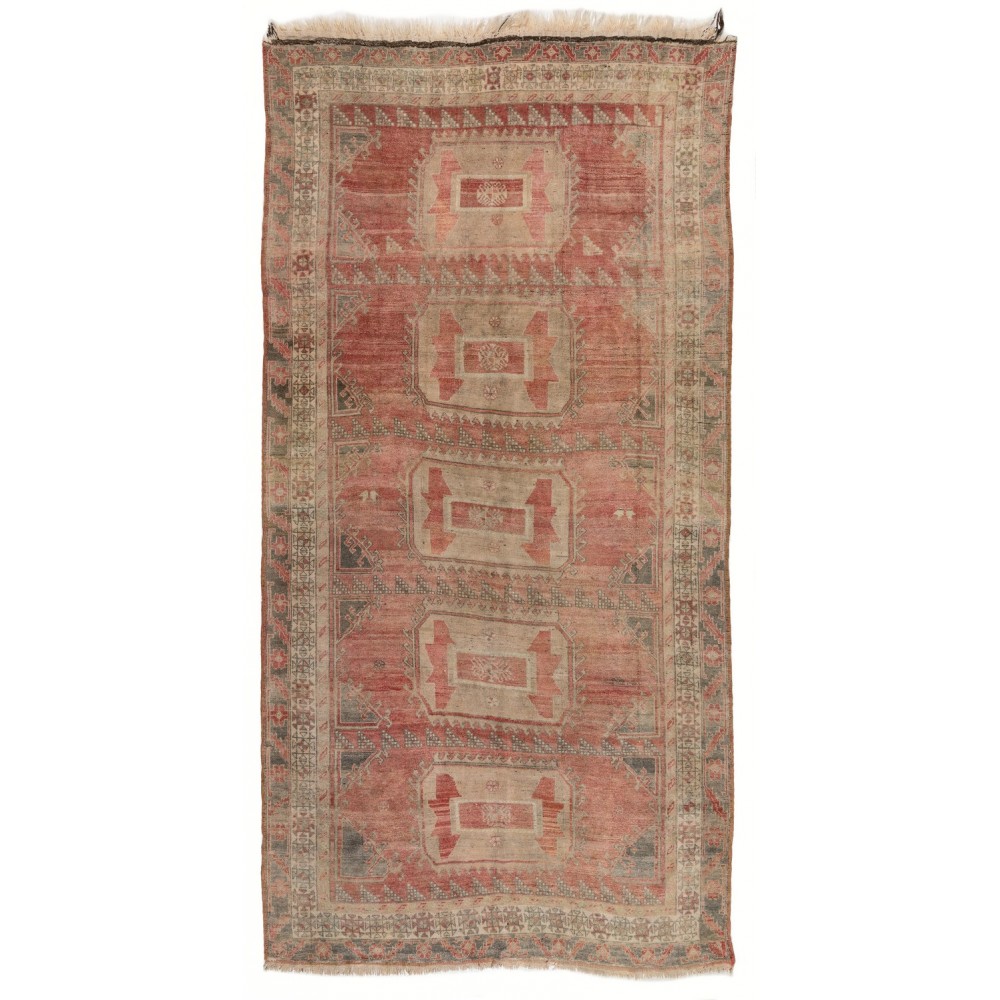Vintage Hand-Knotted Turkish Village Runner Rug, 100% Wool