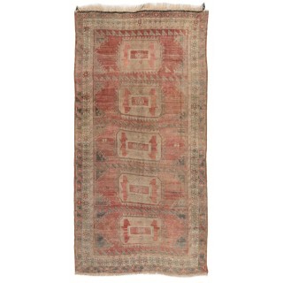 Vintage Hand-Knotted Turkish Village Runner Rug, 100% Wool