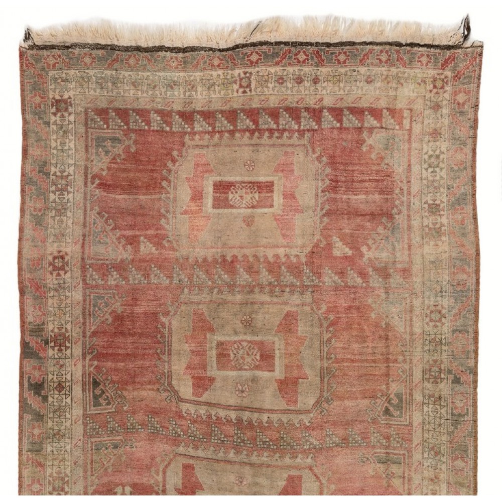Vintage Hand-Knotted Turkish Village Runner Rug, 100% Wool