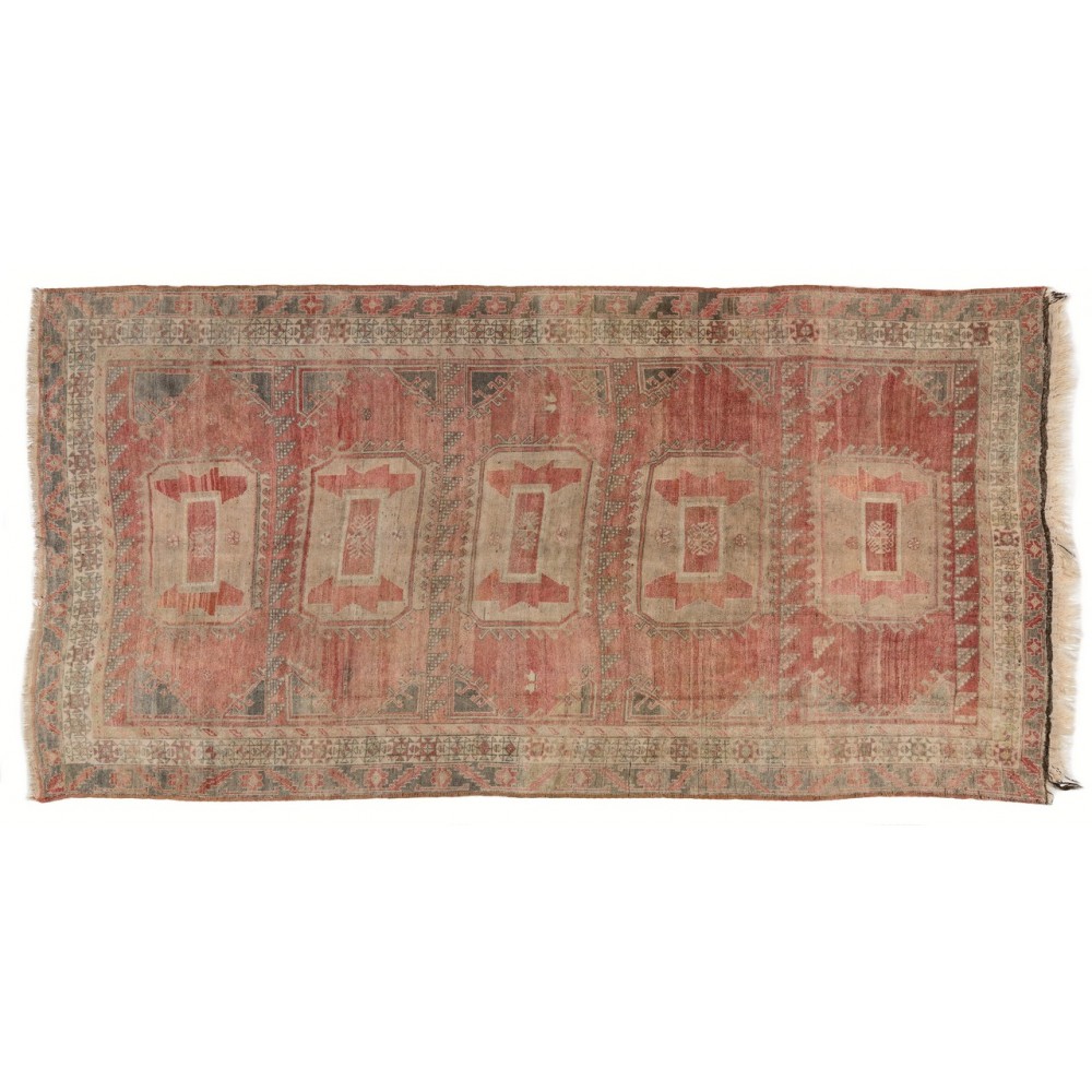 Vintage Hand-Knotted Turkish Village Runner Rug, 100% Wool
