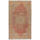 One-of-a-Kind Vintage Hand-knotted Turkish Area Rug in Warm Red and Gold