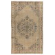 Hand-knotted Vintage Wool Turkish Area Rug in Neutral Colors
