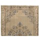 Hand-knotted Vintage Wool Turkish Area Rug in Neutral Colors