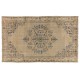Hand-knotted Vintage Wool Turkish Area Rug in Neutral Colors