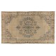 Hand-knotted Vintage Wool Turkish Area Rug in Neutral Colors