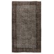 Vintage Floral Motif Handmade Turkish Area Rug Over-dyed in Bluish Gray for Contemporary Home & Office