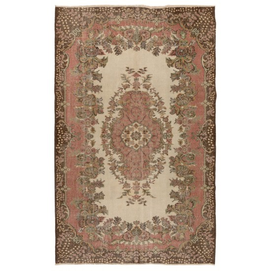Authentic Hand-Knotted Vintage Anatolian Area Rug with Baroque Design