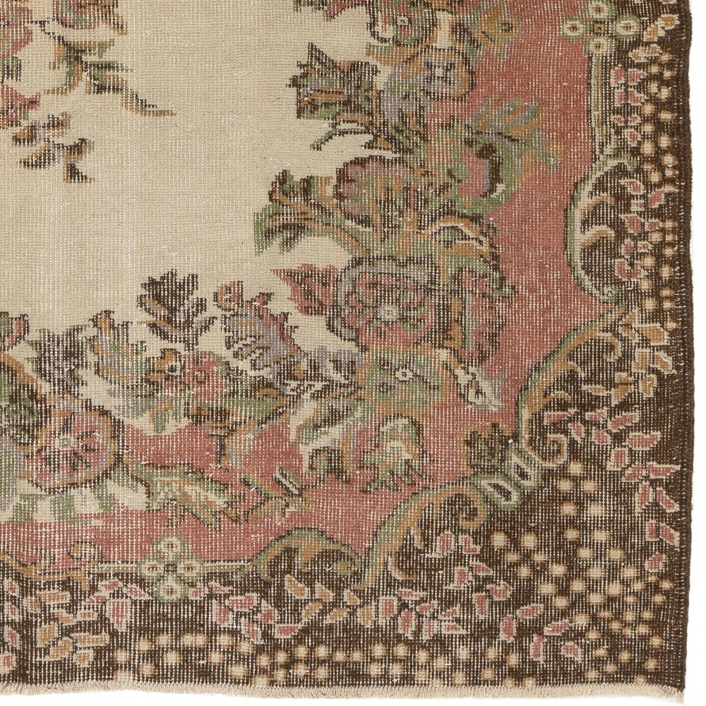 Authentic Vintage Hand-Knotted Turkish Area Rug with Baroque Design