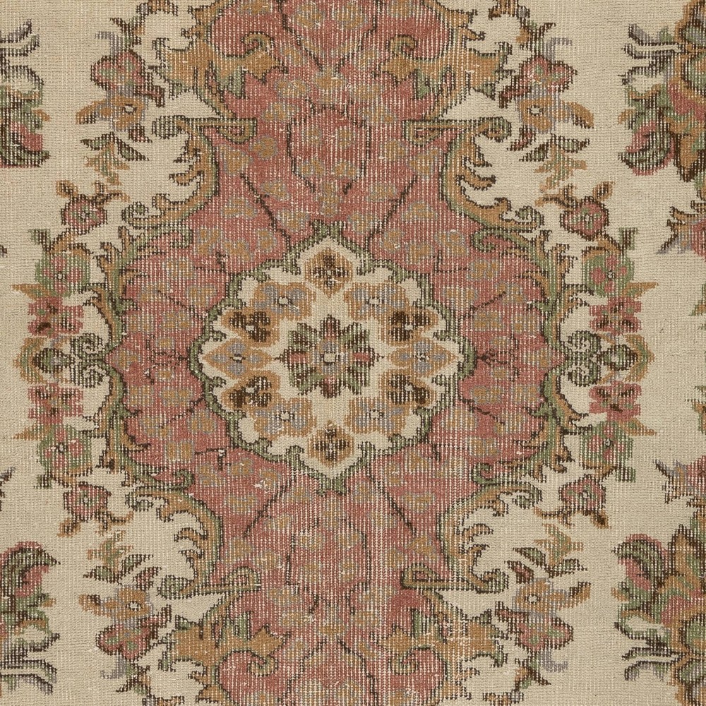 Authentic Vintage Hand-Knotted Turkish Area Rug with Baroque Design