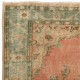 Vintage Medallion Oushak Rug with Soft Peach, Green, Sand, Brown Colors