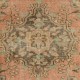 Vintage Medallion Oushak Rug with Soft Peach, Green, Sand, Brown Colors