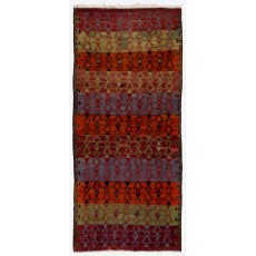 Vintage Handwoven Turkish Runner Kilim (Flat-weave) with Geometric Design. %100 Wool