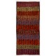 Vintage Handwoven Turkish Runner Kilim (Flat-weave) with Geometric Design. %100 Wool