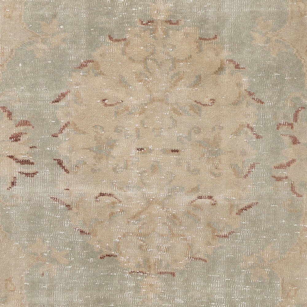 French-Aubusson Inspired Vintage Distressed Handmade Turkish Wool Rug