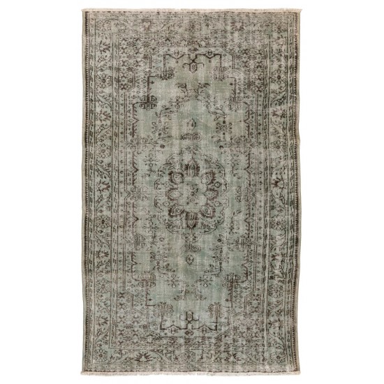 Handmade Vintage Turkish Area Rug Over-Dyed in Light Blue, Great for Modern Interiors