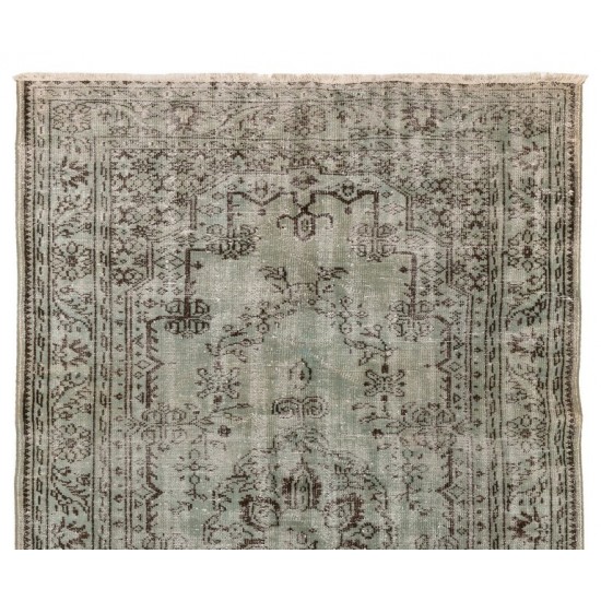 Handmade Vintage Turkish Area Rug Over-Dyed in Light Blue, Great for Modern Interiors
