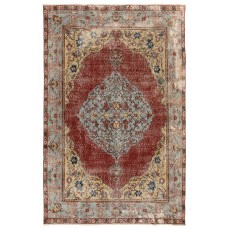 Vintage Hand Knotted Turkish Oushak Area Rug with Medallion Design