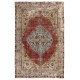 Vintage Hand Knotted Turkish Oushak Area Rug with Medallion Design