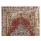 Vintage Hand Knotted Turkish Oushak Area Rug with Medallion Design