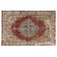 Vintage Hand Knotted Turkish Oushak Area Rug with Medallion Design