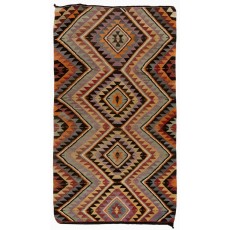 Vintage Turkish Runner Kilim with Geometric Design. %100 Wool