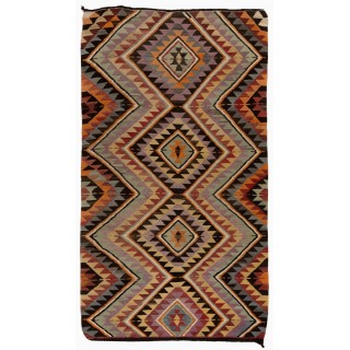 Vintage Turkish Runner Kilim with Geometric Design. %100 Wool