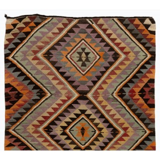 Vintage Turkish Runner Kilim with Geometric Design. %100 Wool
