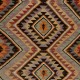 Vintage Handwoven Turkish Kilim, Geometric Diamond and Chevron Design Flatweave Rug, 100% Wool