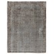 Distressed HandmadeTurkish rug Overdyed in Gray Color.	