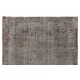 Distressed HandmadeTurkish rug Overdyed in Gray Color.	