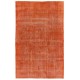 Vintage Handmade Turkish Rug Over-dyed in Orange. Woolen Floor Covering