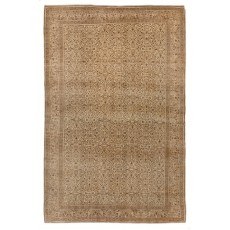 Hand-knotted Vintage Turkish Kyseri Area Rug in Beige & Brown with Floral Design