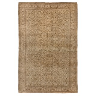 Hand-knotted Vintage Turkish Kyseri Area Rug in Beige & Brown with Floral Design