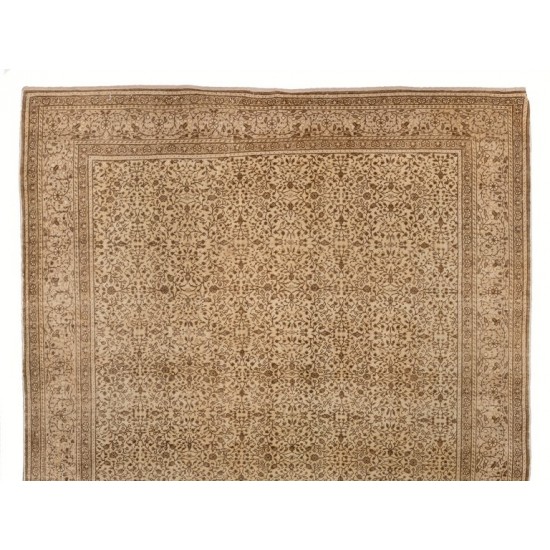 Hand-knotted Vintage Turkish Area Rug with Floral Design