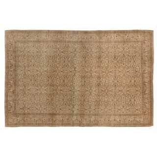 Hand-knotted Vintage Turkish Kyseri Area Rug in Beige & Brown with Floral Design
